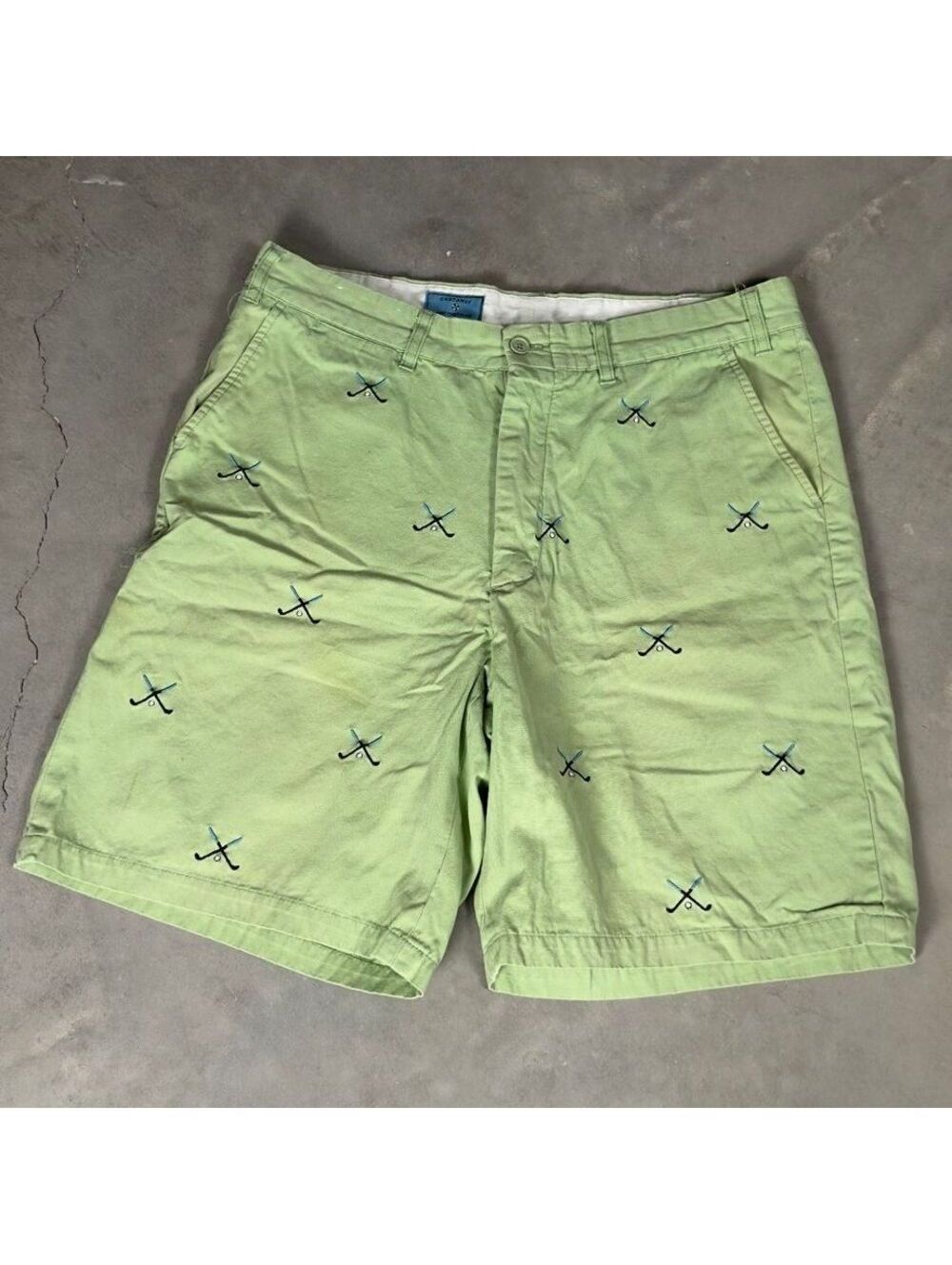 Castaway Clothing Golf Shorts Mens 34 Lime Green Embroidered